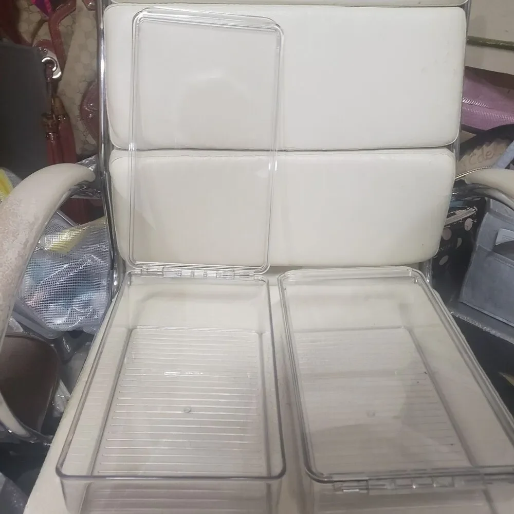 2 Clear Hinged Plastic Storage Container #B1 LxWxH=12.75x7.15x3.5 with lid